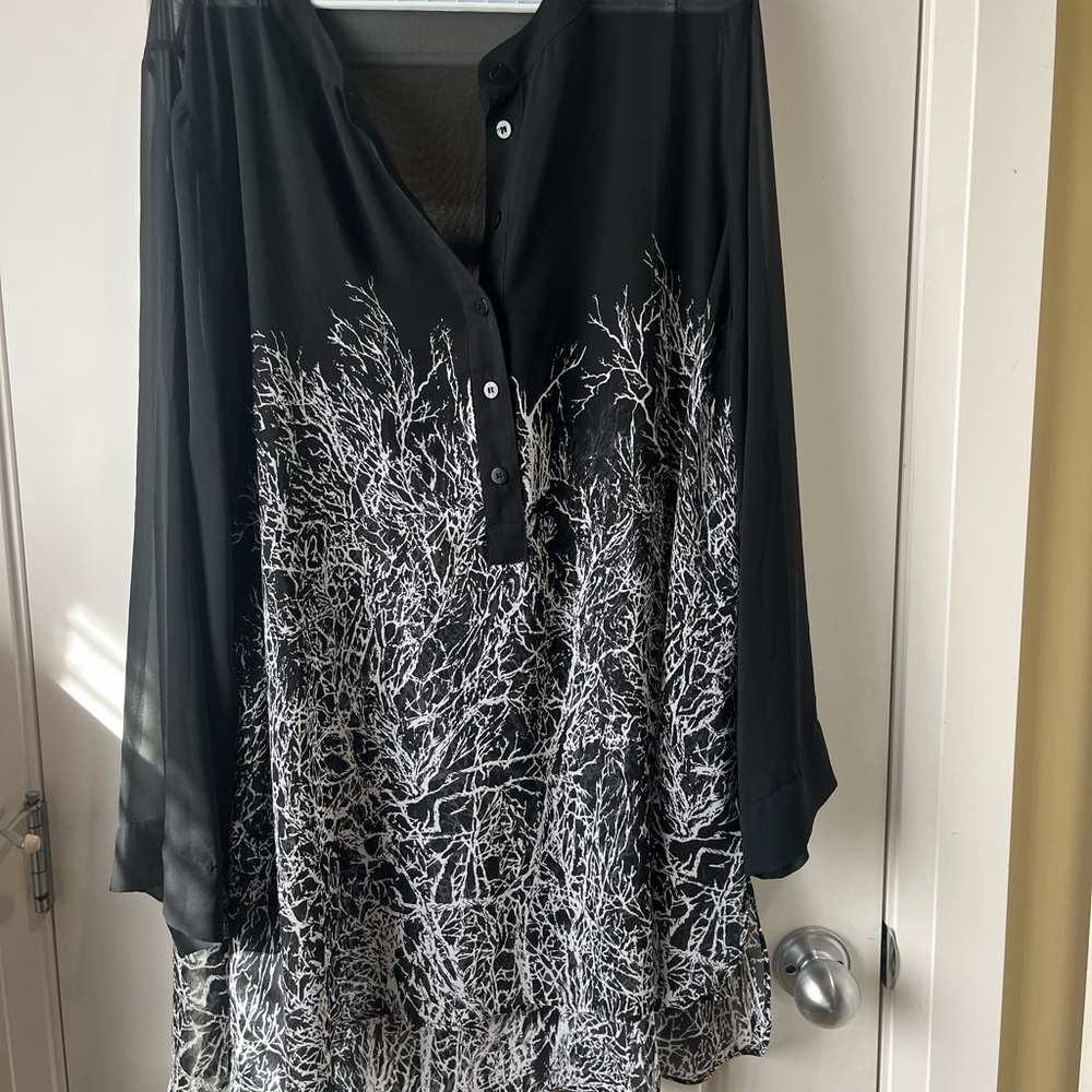 Love & Legend Black and White Printed Long-Sleeve Tunic